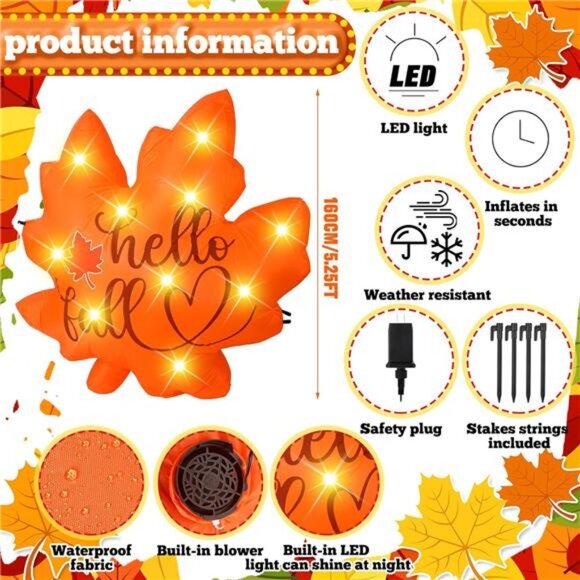 Fall Inflatable Decorations 5. 25 ft Thanksgiving Blow up Decor Fall - Picture 4 of 7